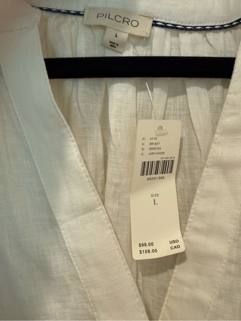 NWT Pilcro Tatum Linen Flutter Blouse, Size L - Picture 6 of 6